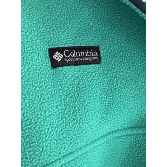 Vintage Columbia Fleece Pullover Snap Sweatshirt USA Turquoise Navy Women Medium - Picture 4 of 16